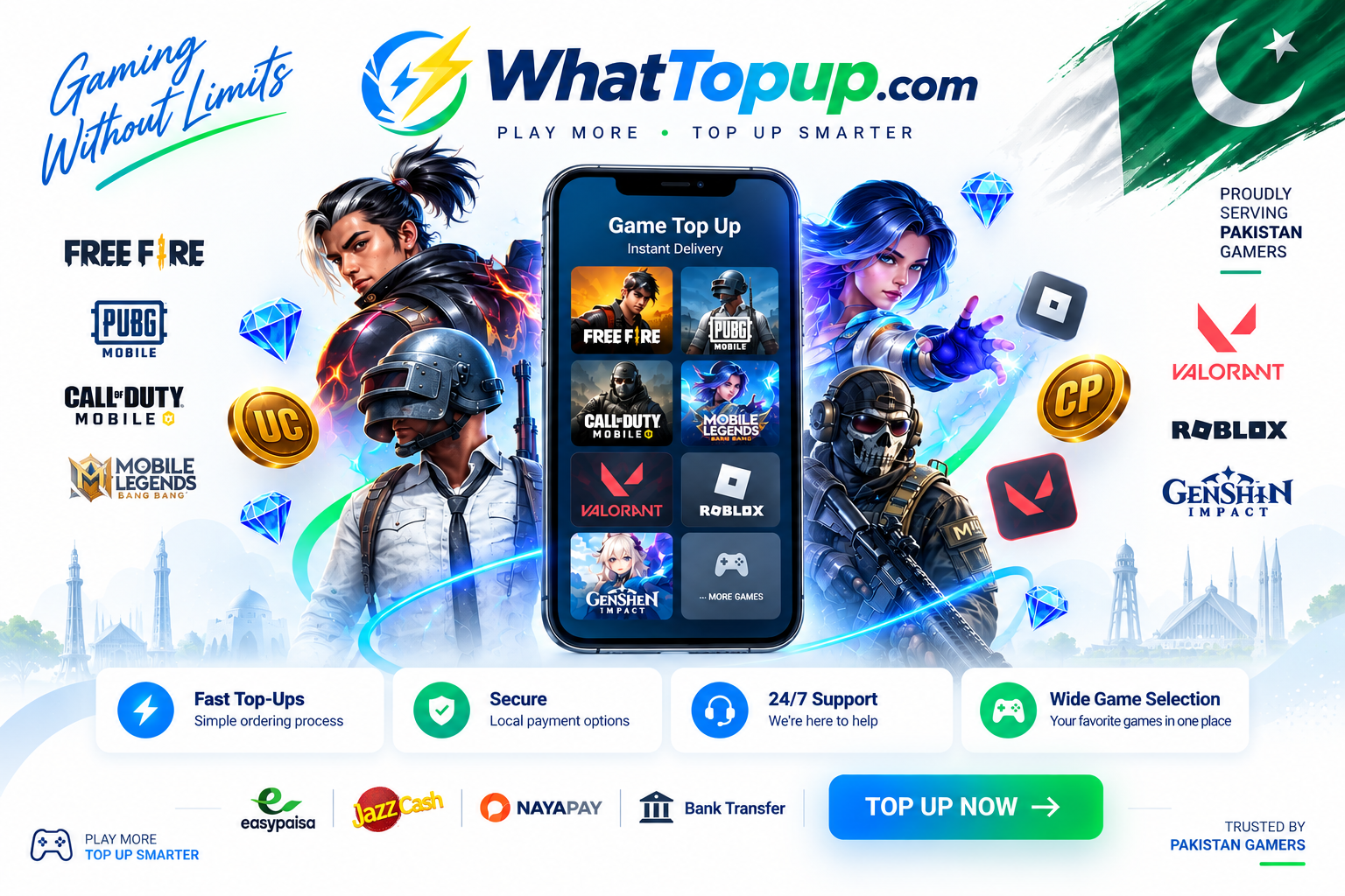 WhatTopup.com game top up Pakistan